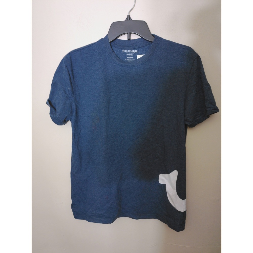 True Religion T-Shirt Men Medium Blue Loungewear Horseshoe Logo Graphic Tee vTG
